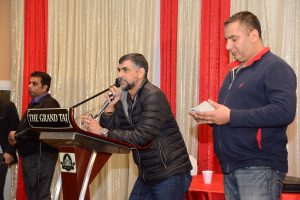 Paul Johal, President of local VCTA Unifor committed their support for the container truckers at Tuesday’s meeting. Photo Ray Hudson