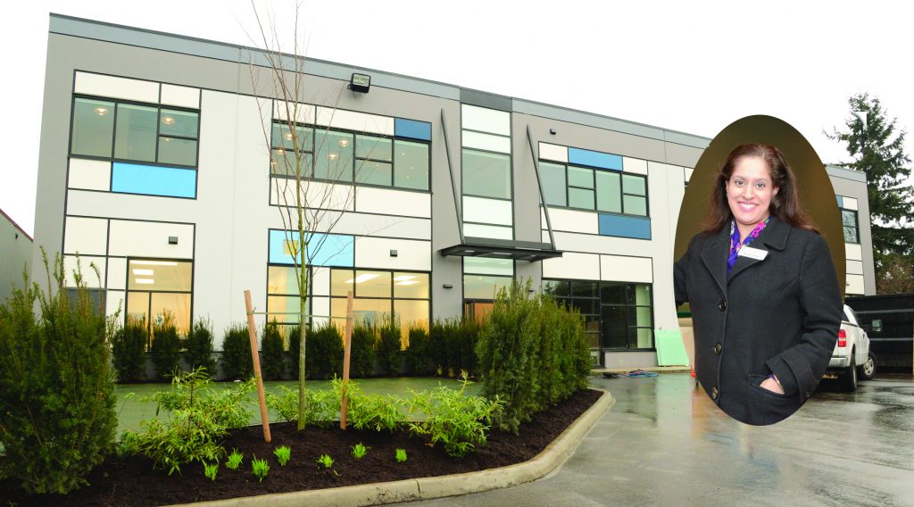 New home of the DiverseCity Community Services Campus on 76th Ave, (north side view) insert is Neelam Sahota, CEO. Photo: Ray Hudson