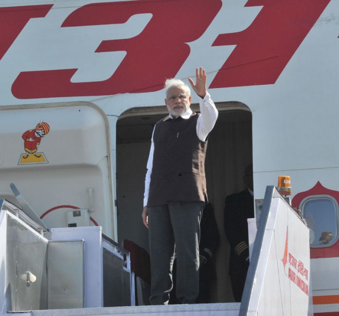 Indian Prime Minister Narendra Modi departing for his three Nation visit to France, Germany and Canada, in New Delhi on April 09, 2015.