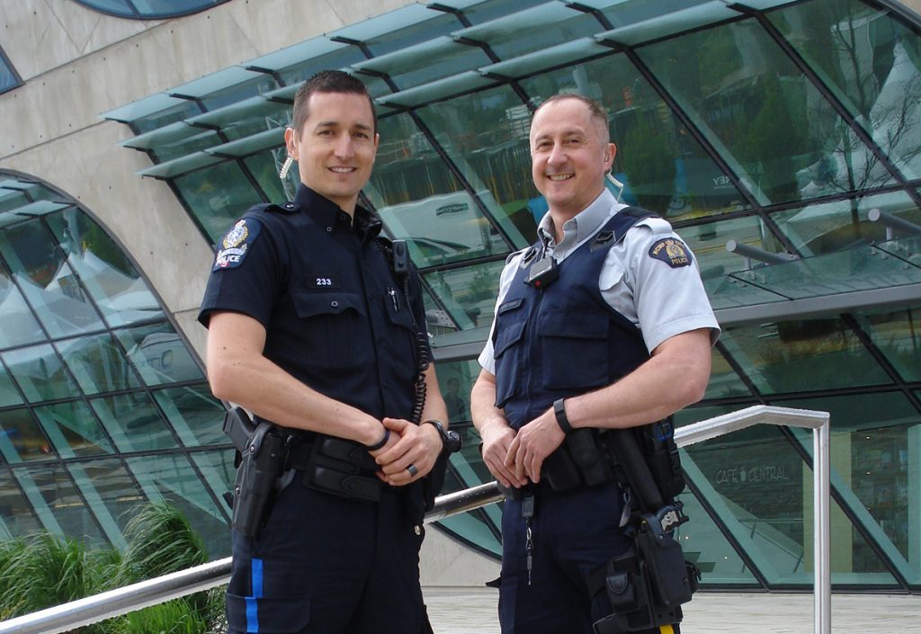 (L-R): Transit Police Constable Ryan Camping and Surrey RCMP Constable Carl Garlinski