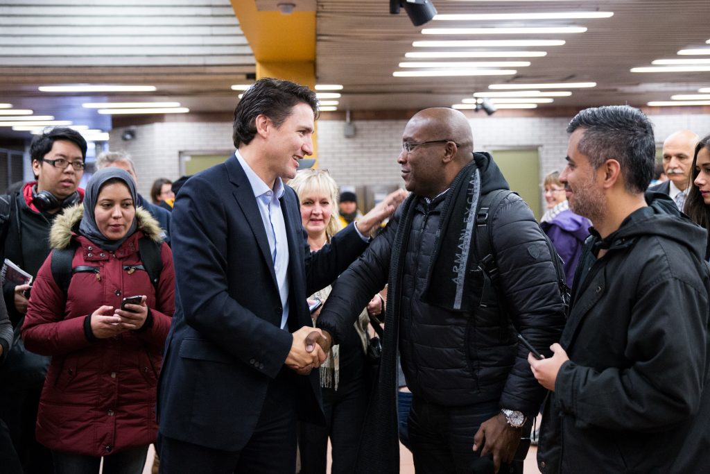 Prime Minister-designate Justin Trudeau meets Papineau constituents. October 20, 2015.