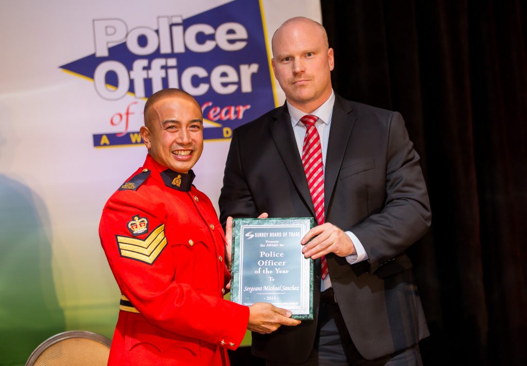 Sergeant Mike Sanchez receiving award
