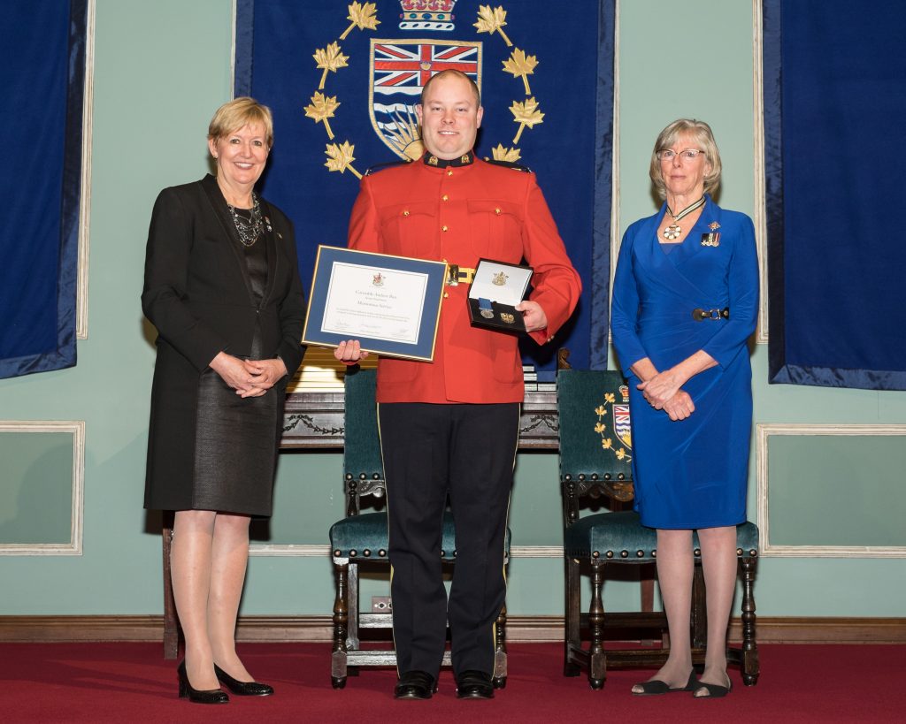 BC’s 35th annual Police Honours Night recognizes 66 outstanding officers. In all, 22 officers receive award of valour, the highest award for a police officer in BC. Constable Andrew Barr, Royal Canadian Mounted Police