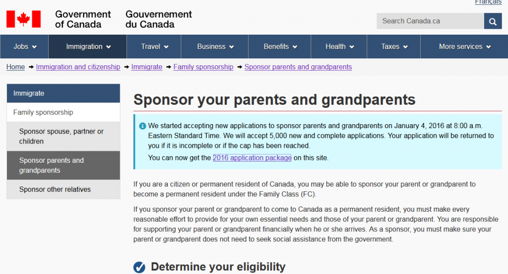 Screenshot of CIC website