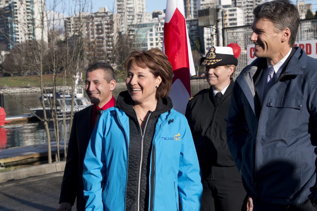 File photo of BC Premier Christy Clark at Re-opening of Coast Guard facility at Kitsilano on Dec 16 2015