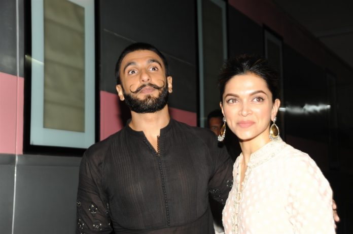 Mumbai: Actors Ranveer Singh and Deepika Padukone during the promotion of their film Bajirao Mastani in Mumbai on Dec 17, 2015. (Photo: IANS)