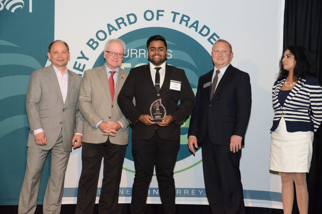 A proud moment for Jerry Gunadasa as he accepts the 25 Under 25 Award. Photo: Ray Hudson
