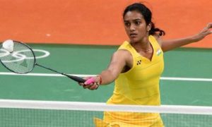 Rio de Janeiro: India's badminton player P V Sindhu plays against Laura Sarosi of Hungary during the Women's Single match at the Summer Olympic 2016 in Rio de Janeiro, Brazil on Thursday. PV Sindhu won the match by 21-8, 21-9. PTI Photo by Atul Yadav(PTI8_11_2016_000302B)