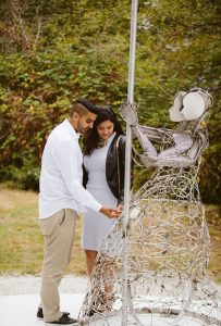 Arvinder Gill and Sukhdeep Uppal with their 'love lock' at the 'Love in the Rain' sculpture at Vancouver's Queen Elizabeth Park. Photo Credit: Submitted/Vancouver Park Board