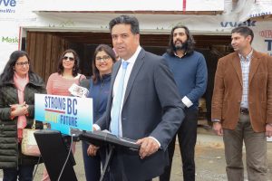 Liberal Candidates, Puneet Sandhar for Surrey Panorama and Jas Johal for Richmond-Queensborough, announce tax credit will encourage building secondary suites. Photo: Ray Hudson