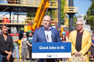 1.Premier John Horgan announces Community Benefits Agreement for key public-sector infrastructure projects in B.C. This agreement will deliver good-paying jobs, better training and apprenticeships, and more trades opportunities for Indigenous peoples, women and youth around the province. Photo credit: Government of British Columbia.