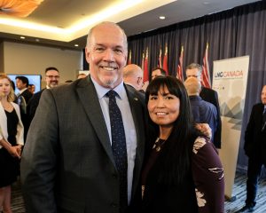 Premier John Horgan and Haisla First Nation Chief Councillor Crystal Smith at Tuesday’s official announcement. A $40-billion investment by LNG Canada shows BC’s future can balance economic opportunity and job creation with forward-looking environmental action that meets the Province’s climate action goals.